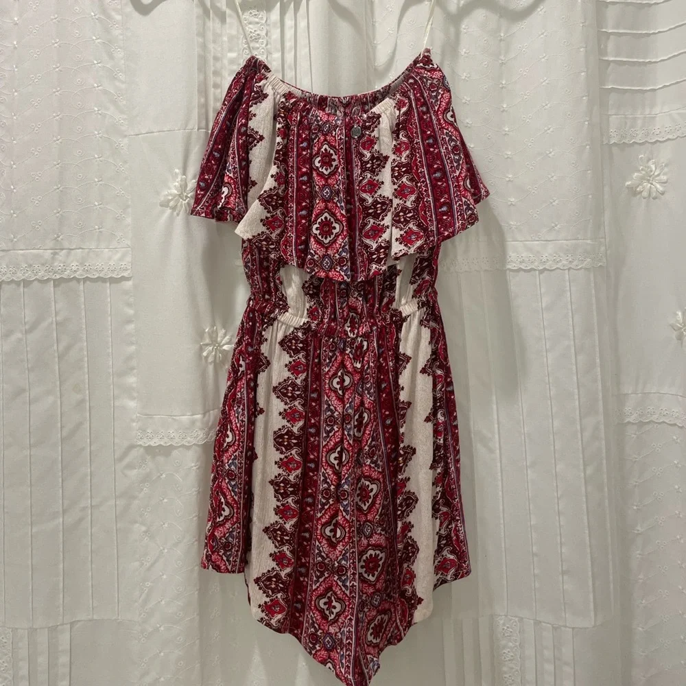 Billabong New Story Red Printed Strapless Romper - Picture 4 of 6